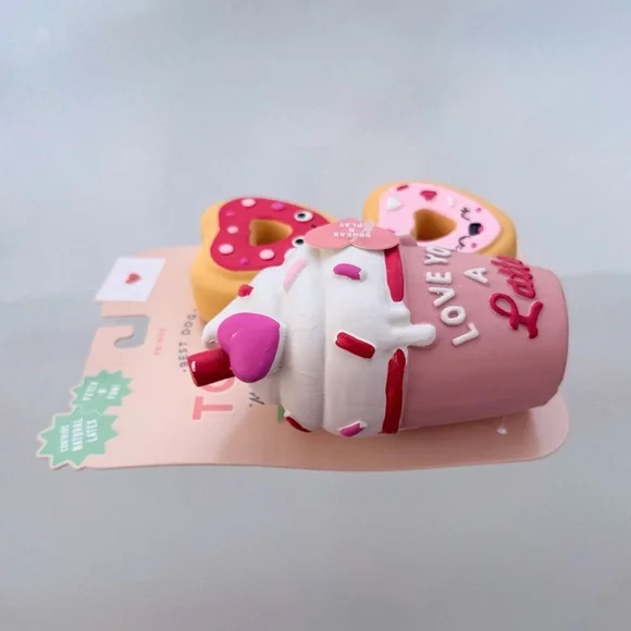 Valentine's Day "Love You A Latte" 3-Piece Dog Squeaky Toy Set - Picture 3 of 6